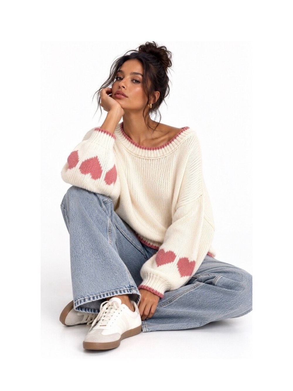 Hippie Rose Heart Sweater